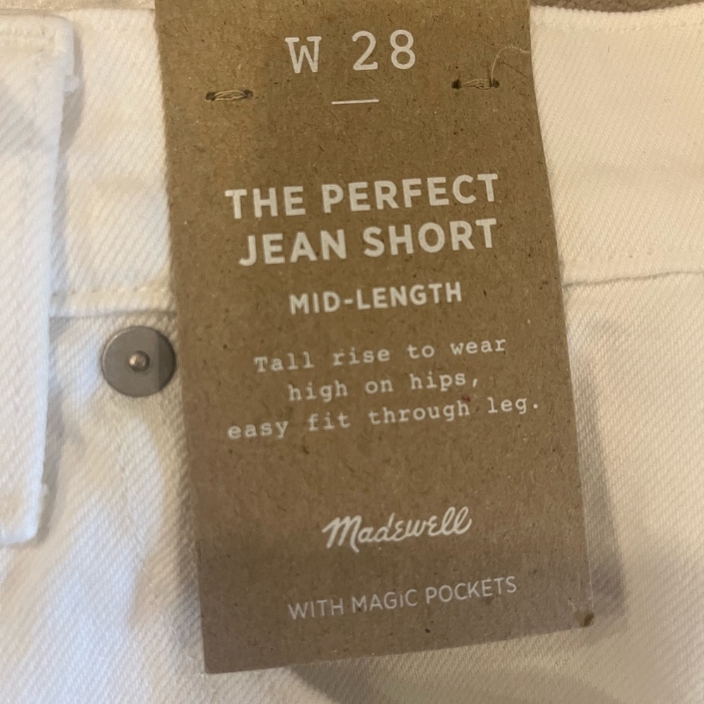 Madewell, White denim shorts, never worn